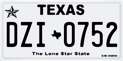 TX license plate DZI0752
