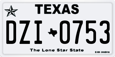 TX license plate DZI0753