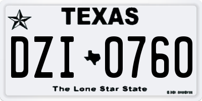 TX license plate DZI0760