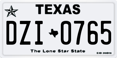 TX license plate DZI0765