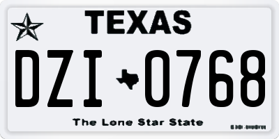 TX license plate DZI0768