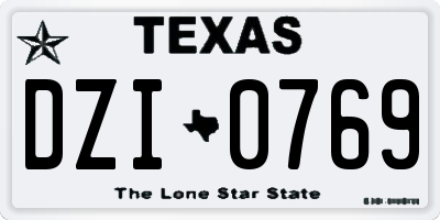 TX license plate DZI0769