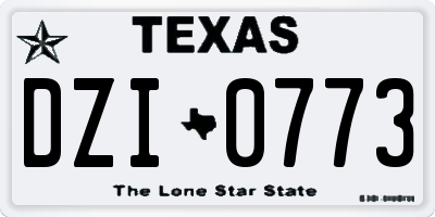TX license plate DZI0773