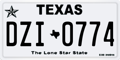 TX license plate DZI0774