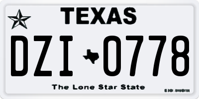 TX license plate DZI0778