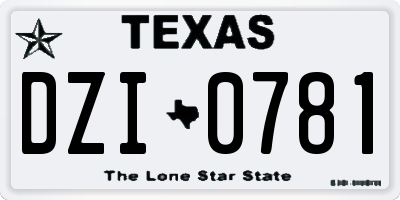 TX license plate DZI0781