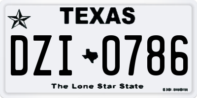 TX license plate DZI0786