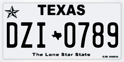 TX license plate DZI0789