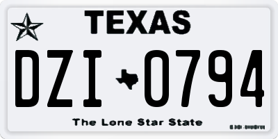 TX license plate DZI0794