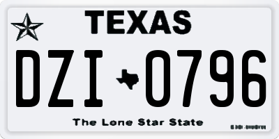 TX license plate DZI0796