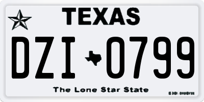 TX license plate DZI0799