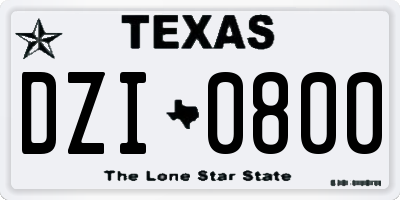 TX license plate DZI0800