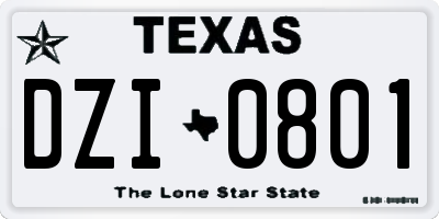 TX license plate DZI0801
