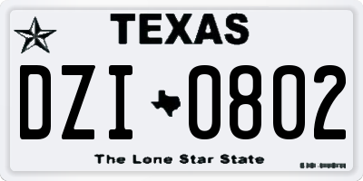 TX license plate DZI0802