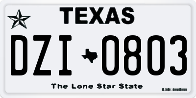 TX license plate DZI0803