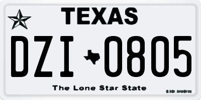 TX license plate DZI0805
