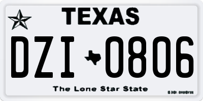 TX license plate DZI0806