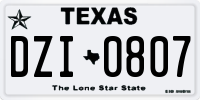 TX license plate DZI0807