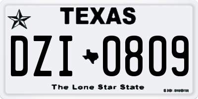 TX license plate DZI0809