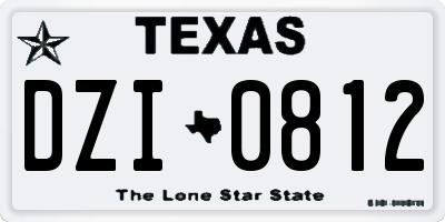 TX license plate DZI0812