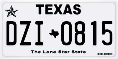 TX license plate DZI0815