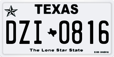 TX license plate DZI0816