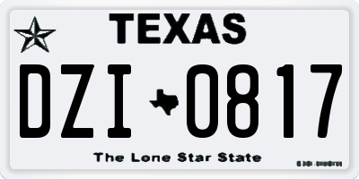 TX license plate DZI0817