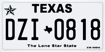 TX license plate DZI0818