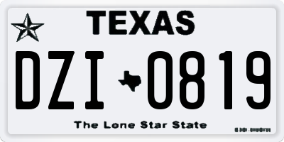 TX license plate DZI0819