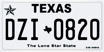 TX license plate DZI0820