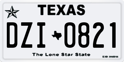 TX license plate DZI0821