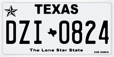 TX license plate DZI0824