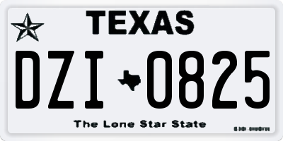 TX license plate DZI0825