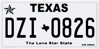 TX license plate DZI0826