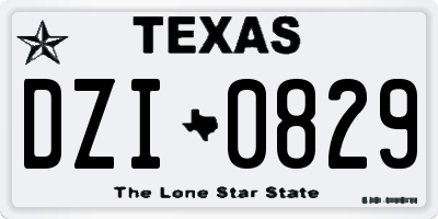 TX license plate DZI0829