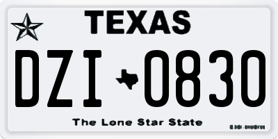 TX license plate DZI0830