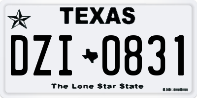 TX license plate DZI0831