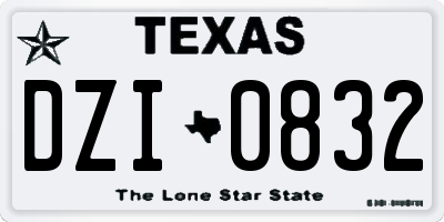 TX license plate DZI0832