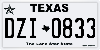 TX license plate DZI0833