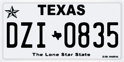 TX license plate DZI0835