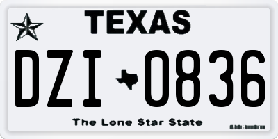 TX license plate DZI0836
