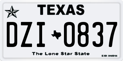 TX license plate DZI0837