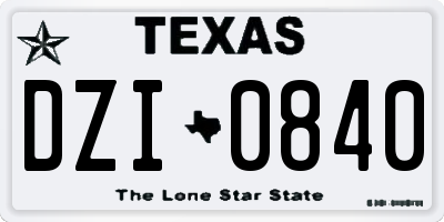 TX license plate DZI0840