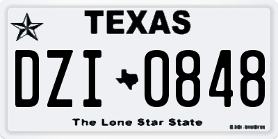 TX license plate DZI0848