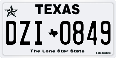 TX license plate DZI0849
