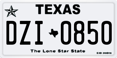 TX license plate DZI0850
