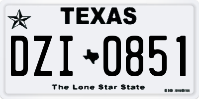 TX license plate DZI0851