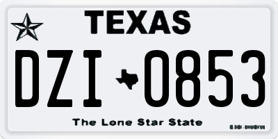 TX license plate DZI0853