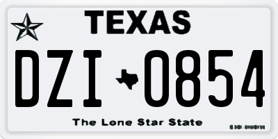 TX license plate DZI0854