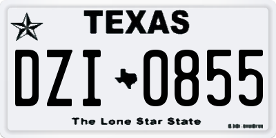TX license plate DZI0855